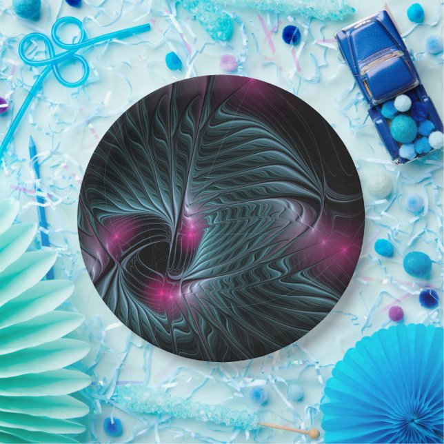 Abstract Colourful Fantasy Fractal  Paper Plate (Party)