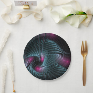 Abstract Colourful Fantasy Fractal Paper Plate