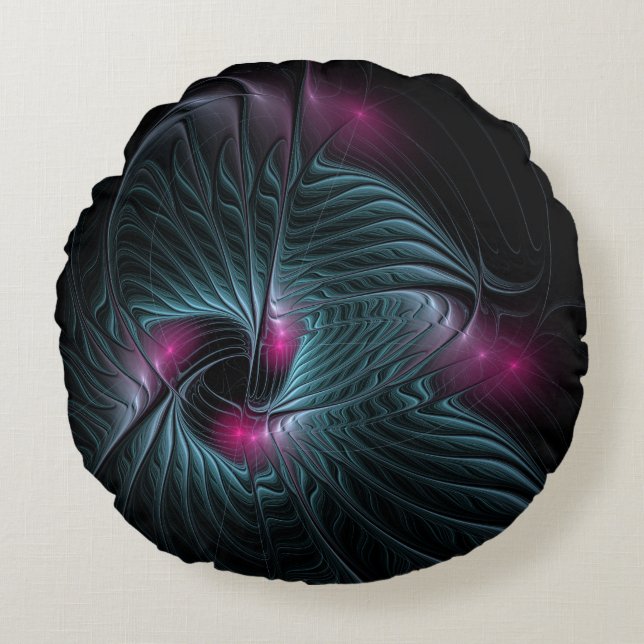 Abstract Colourful Fantasy Fractal Round Cushion (Front)