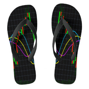 Abstract Colourful Financial Graph on Black Grid Thongs