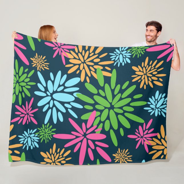 Abstract Colourful Fireworks Flowers Fleece Blanke Blanket (In Situ)