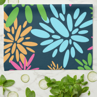 Abstract Colourful Fireworks Flowers Kitchen Towel