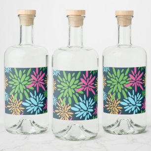 Abstract Colourful Fireworks Flowers Label Set