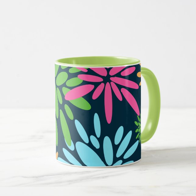 Abstract Colourful Fireworks Flowers Mug (Front Right)