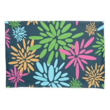 Abstract Colourful Fireworks Flowers Pillowcase