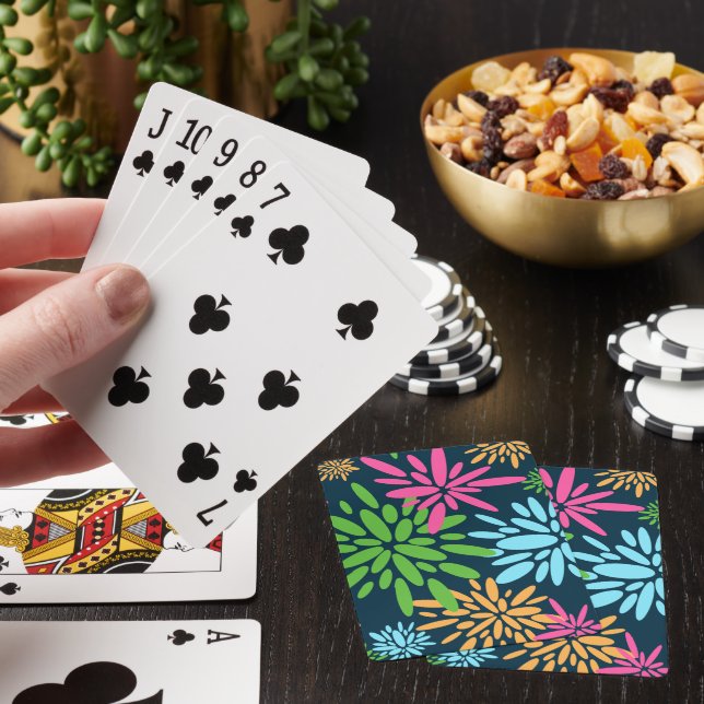 Abstract Colourful Fireworks Flowers Playing Cards (In Situ)