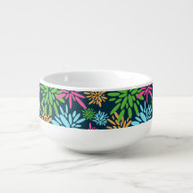 Abstract Colourful Fireworks Flowers Soup Mug