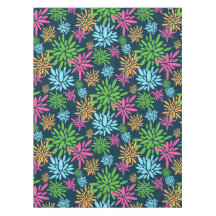 Abstract Colourful Fireworks Flowers Tablecloth