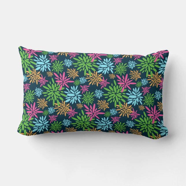 Abstract Colourful Fireworks Flowers Throw Pillow (Back)