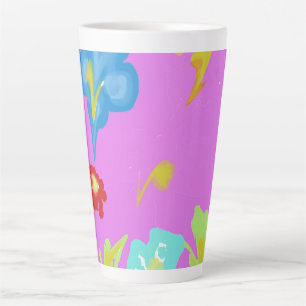 Abstract Colourful Floral Art Ceramic Latte Mug