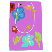 Abstract Colourful Floral Art Medium Gift Bag