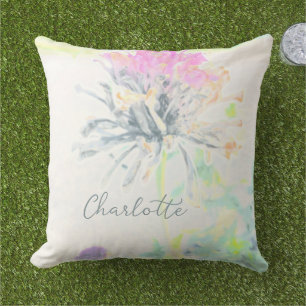 Abstract Colourful Floral Custom Name Cushion