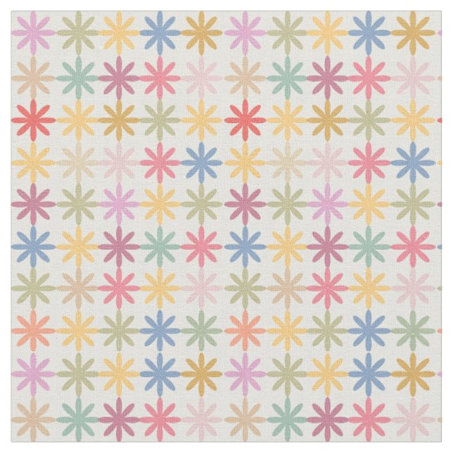 Abstract colourful floral pattern Fabric (Close Up)