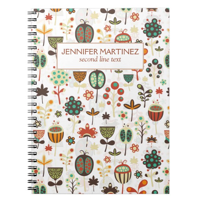Abstract Colourful Flowers And Trees Notebook (Front)