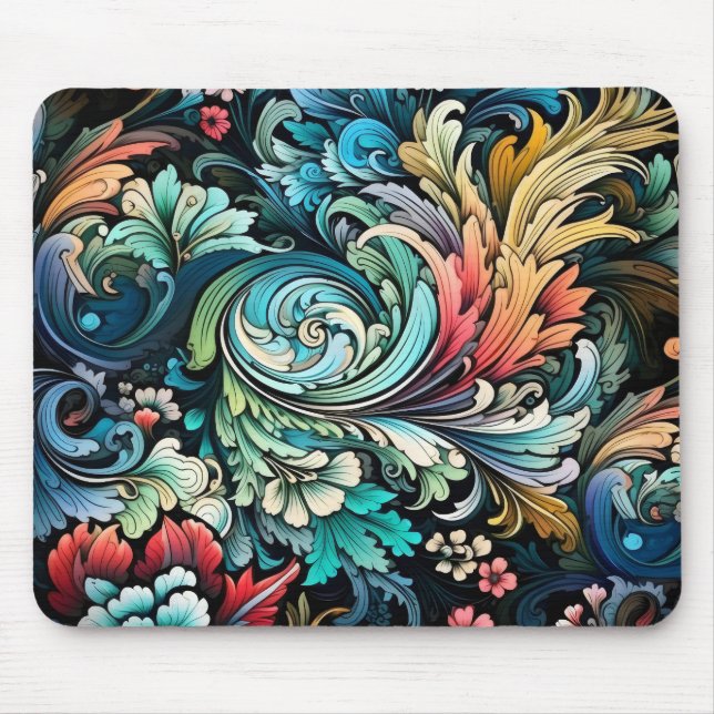 Abstract Colourful Flowers Mouse Pad (Front)