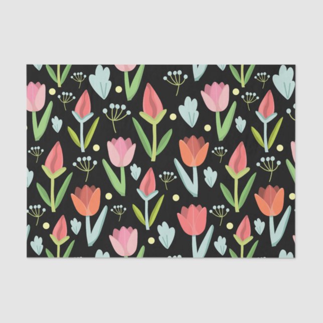 Abstract Colourful Flowers Tissue Paper (Front)
