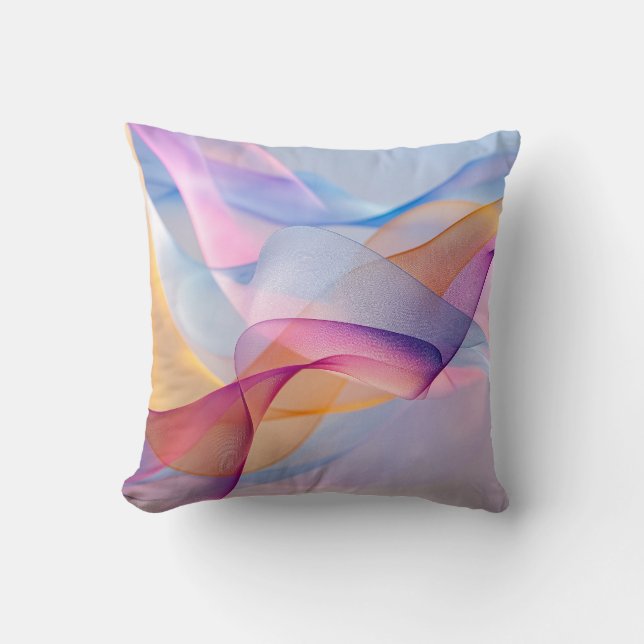 Abstract Colourful Flowing Ribbons Cushion (Front)