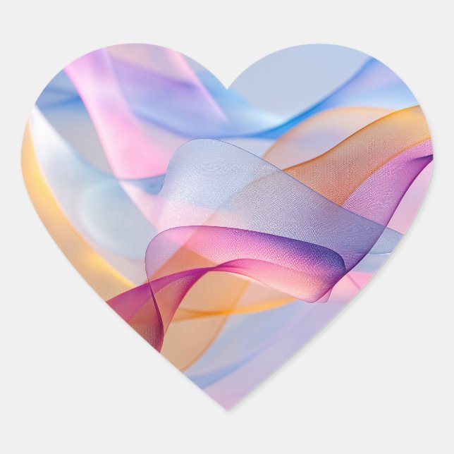 Abstract Colourful Flowing Ribbons Heart Sticker (Front)