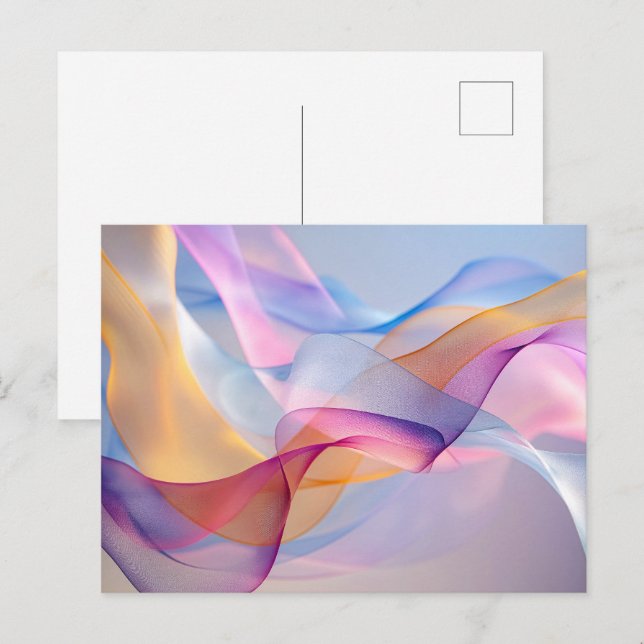 Abstract Colourful Flowing Ribbons Postcard (Front/Back)