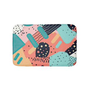Abstract colourful funky 80's Memphis style patter Bath Mat