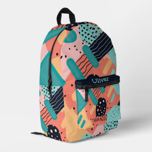 Abstract colourful funky 80's Memphis style patter Printed Backpack