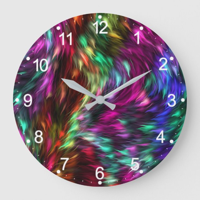 Abstract Colourful Fur Background-24605 Large Clock (Front)