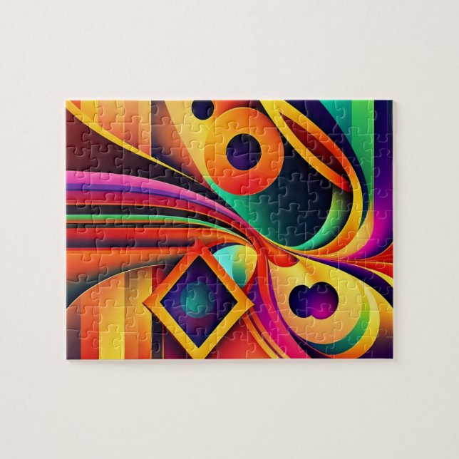 Abstract Colourful Geometric Jigsaw Puzzle (Horizontal)