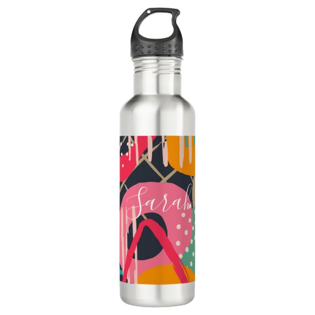 Abstract Colourful Geometric Monogram Name Design 710 Ml Water Bottle (Front)
