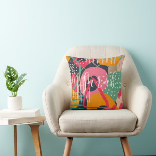 Abstract Colourful Geometric Monogram Name Design Cushion