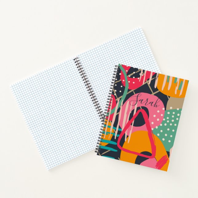 Abstract Colourful Geometric Monogram Name Design Notebook (Inside)