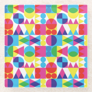 Abstract colourful geometric pattern design. glass coaster