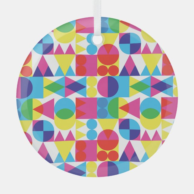 Abstract colourful geometric pattern design. glass tree decoration (Front)