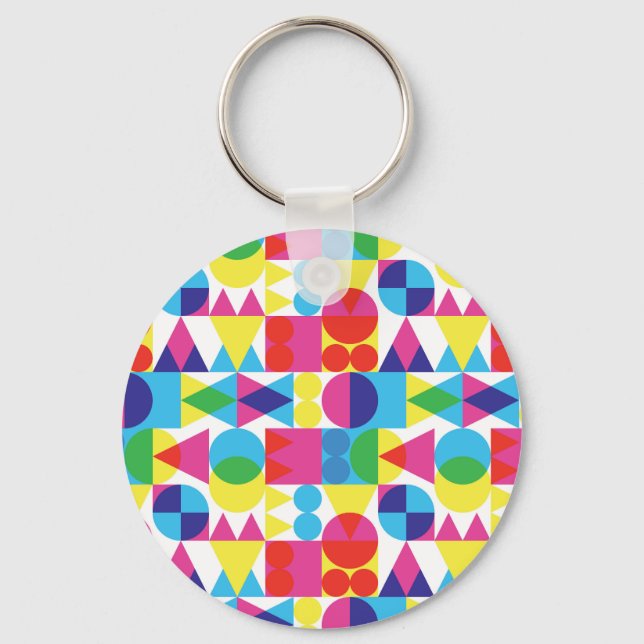 Abstract colourful geometric pattern design. key ring (Front)