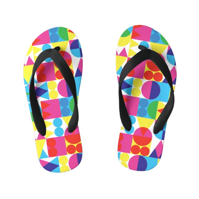 Abstract colourful geometric pattern design. kid's thongs (Footbed)