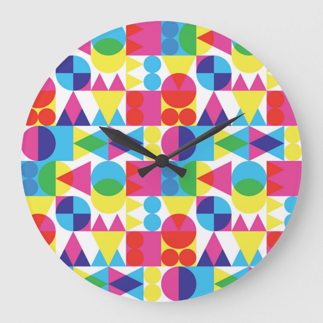 Abstract colourful geometric pattern design. large clock (Front)