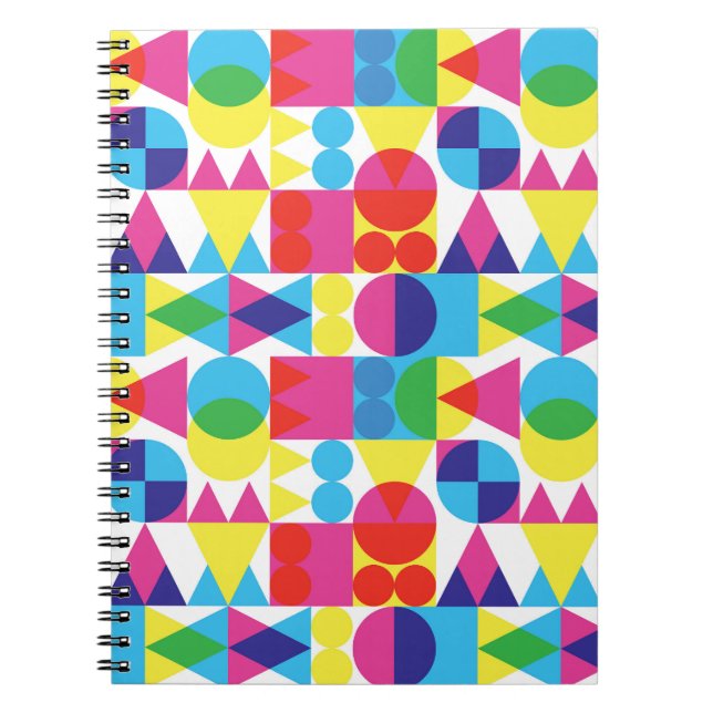 Abstract colourful geometric pattern design. notebook (Front)
