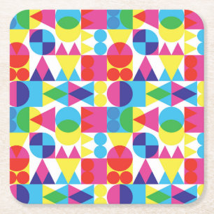 Abstract colourful geometric pattern design. square paper coaster