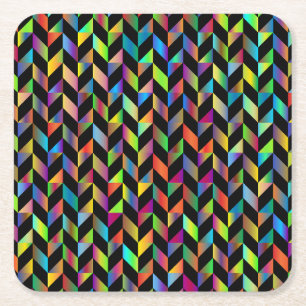 Abstract colourful geometric pattern square paper coaster