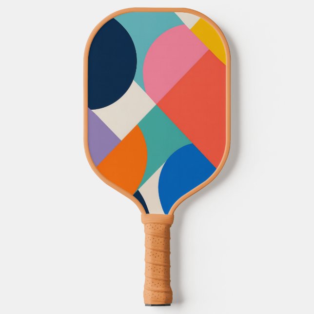 Abstract Colourful Geometric Pickleball Paddle (Front)