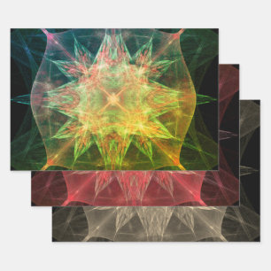 Abstract Colourful Geometric Star Decoupage  Wrapping Paper Sheet