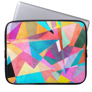 Abstract Colourful Geometric Watercolor Background Laptop Sleeve