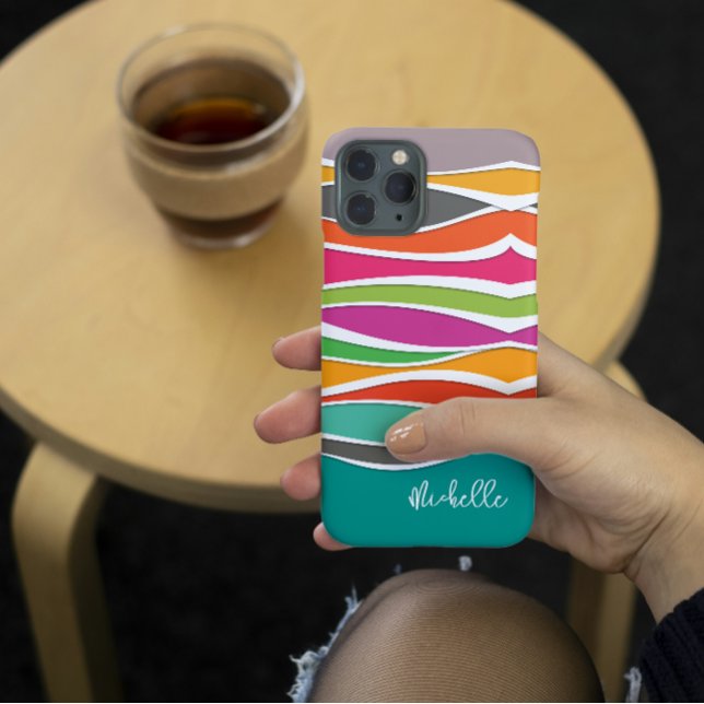 Abstract colourful geometric waves pattern name Case-Mate iPhone case (Creator Uploaded)