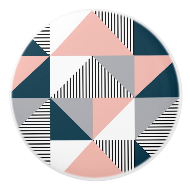 Abstract colourful geometry ceramic knob (Front)