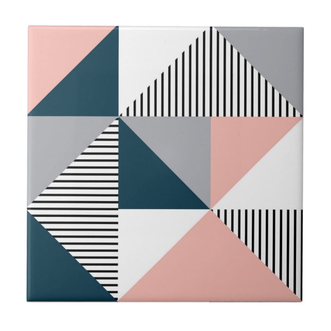 Abstract colourful geometry ceramic tile (Front)