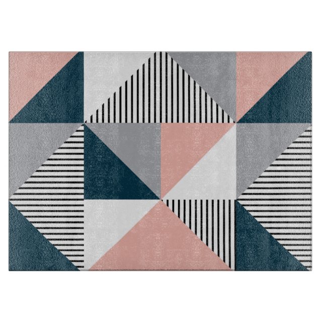 Abstract colourful geometry cutting board (Front)