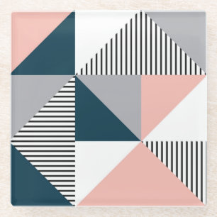 Abstract colourful geometry glass coaster