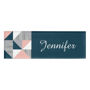 Abstract colourful geometry name tag