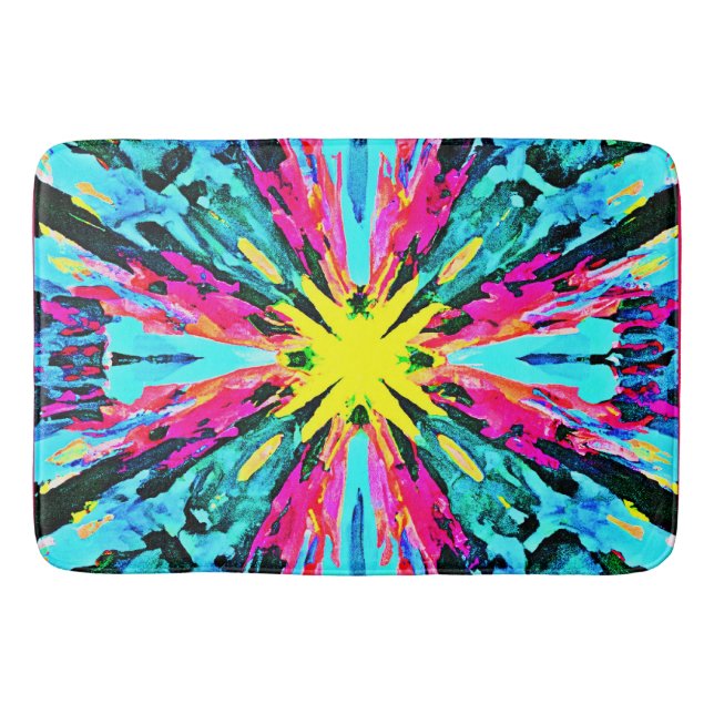 Abstract Colourful Glow Pattern Bath Mat
