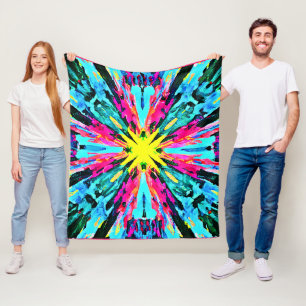 Abstract Colourful Glow Pattern Fleece Blanket