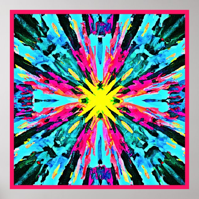 Abstract Colourful Glow Pattern Poster (Front)